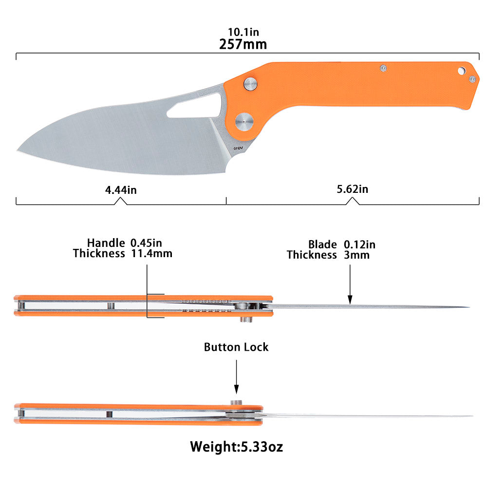  TACRAY Folding Kitchen Chef Knife, Foldable Camping Knife with  VG10 Stainless Steel Blade, Anti-skidding and Ergonomic Designed G10 Handle  for both Indoor and Outdoor Cooking : Home & Kitchen