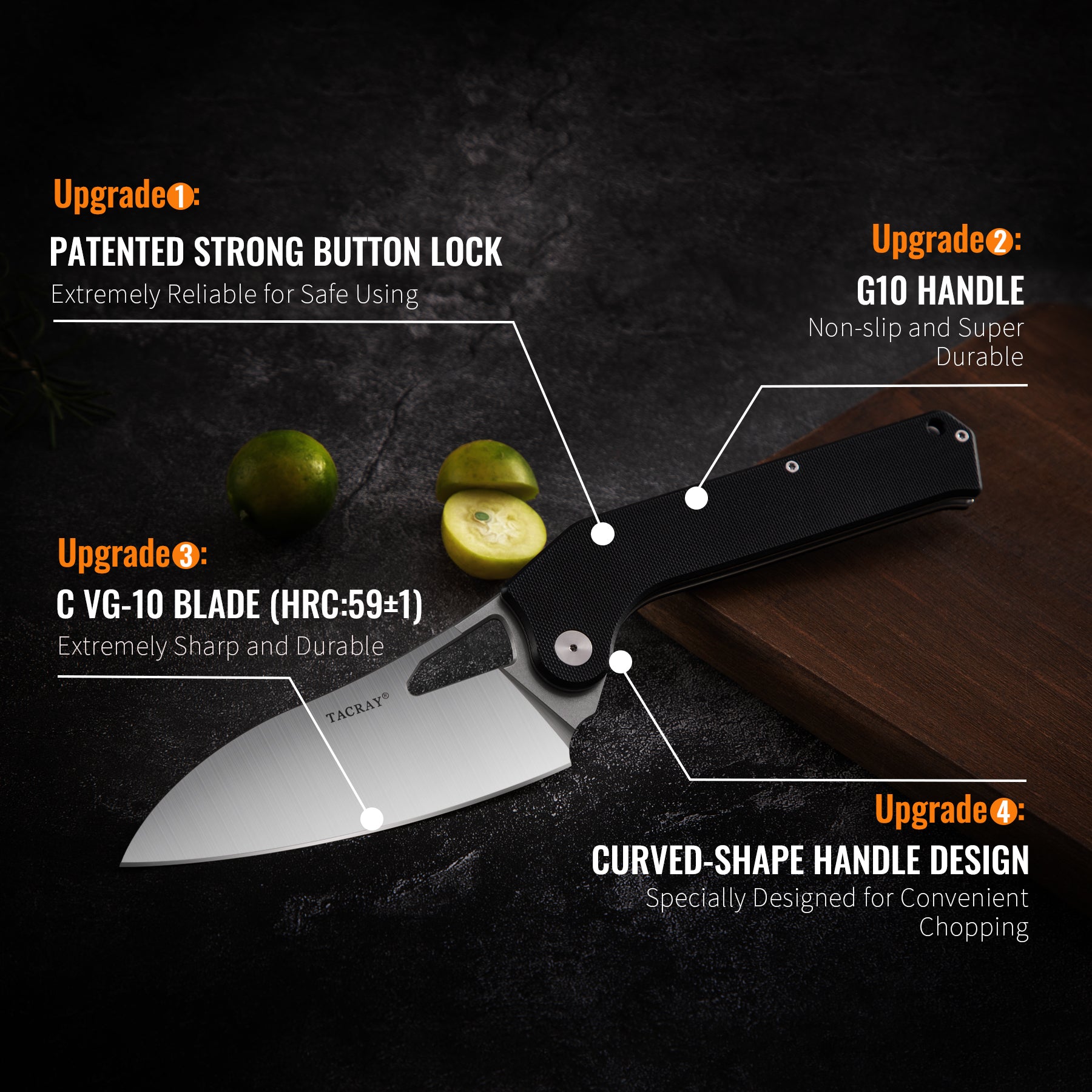 TACRAY Folding Kitchen Chef Knife