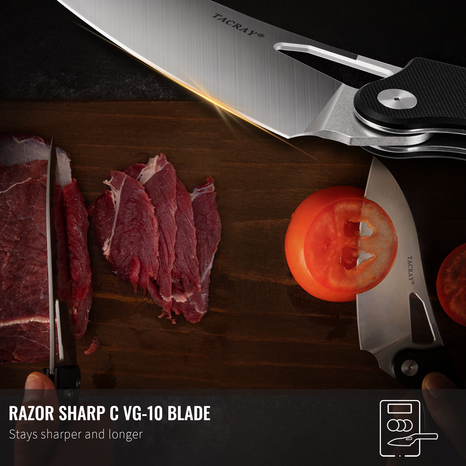 TACRAY Folding Kitchen Chef Knife