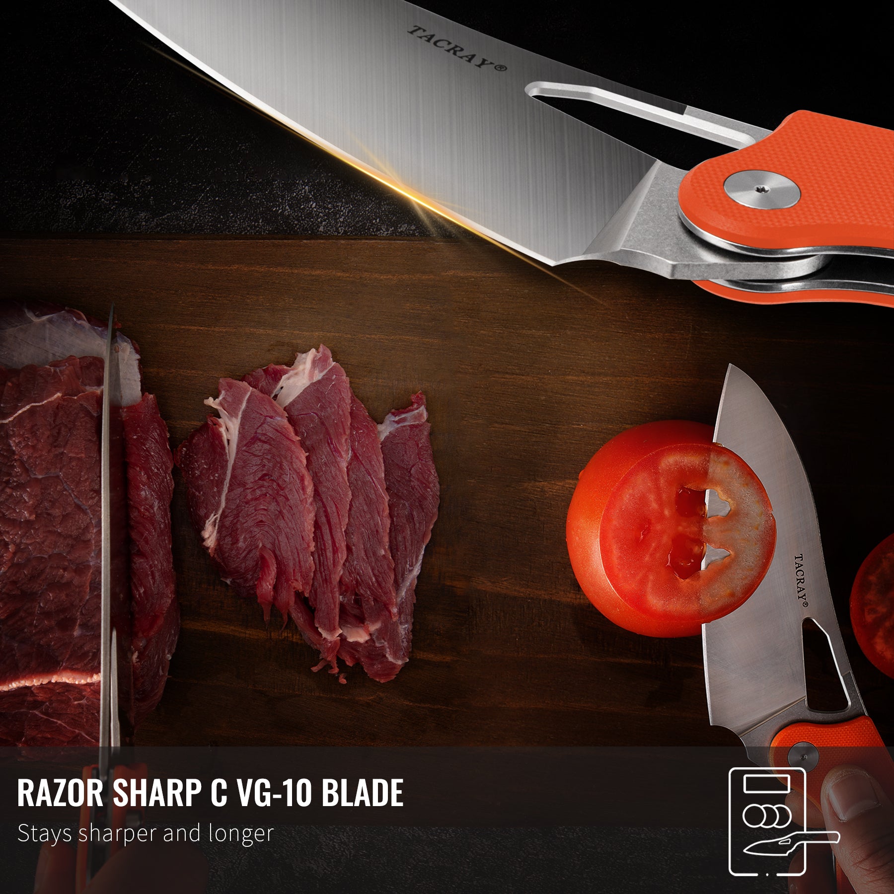 TACRAY Folding Kitchen Chef Knife