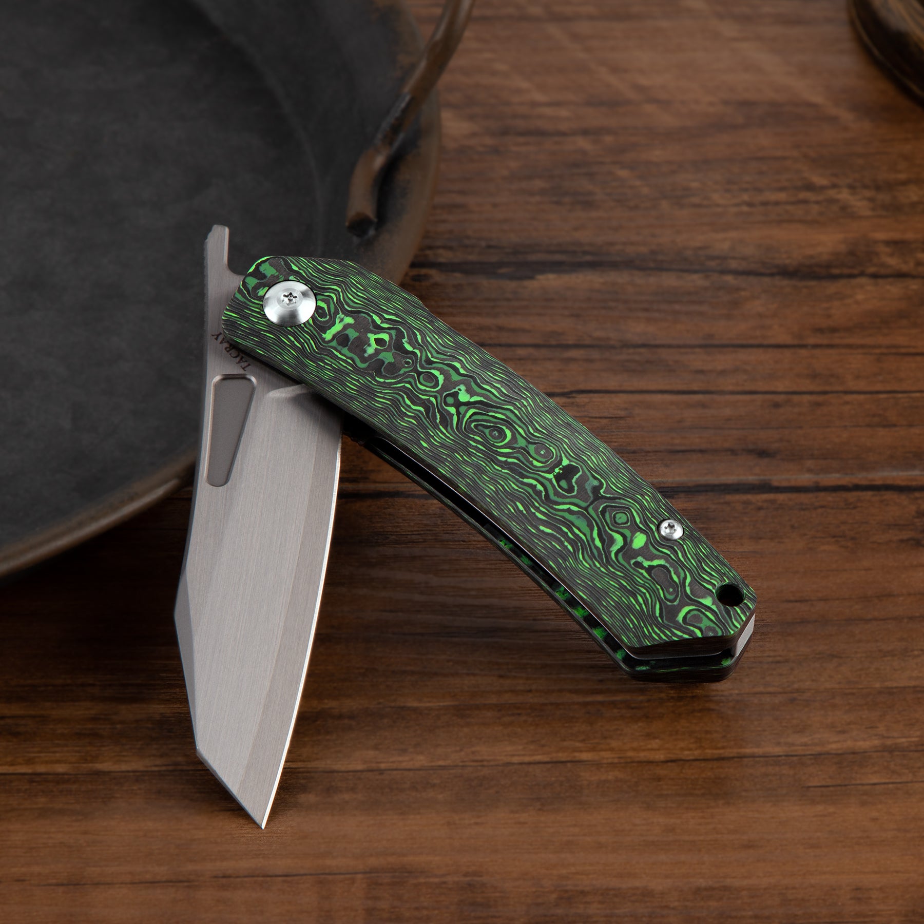 Tacray Liner Lock Knife Jungle Wear Fat Carbon(Satin)