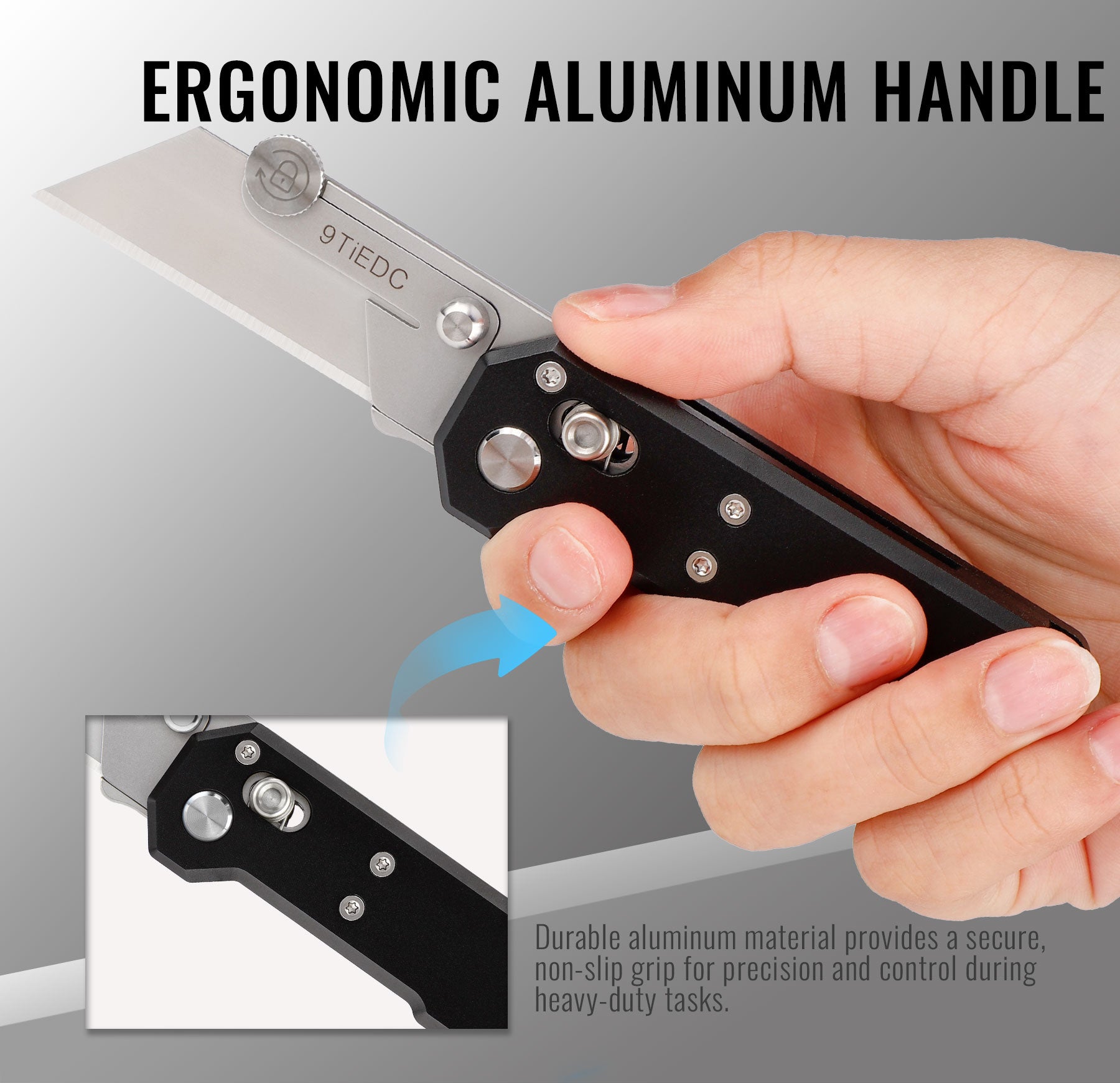 Folding Utility Knife, Aluminum Handle Heavy Duty Safety box cutter