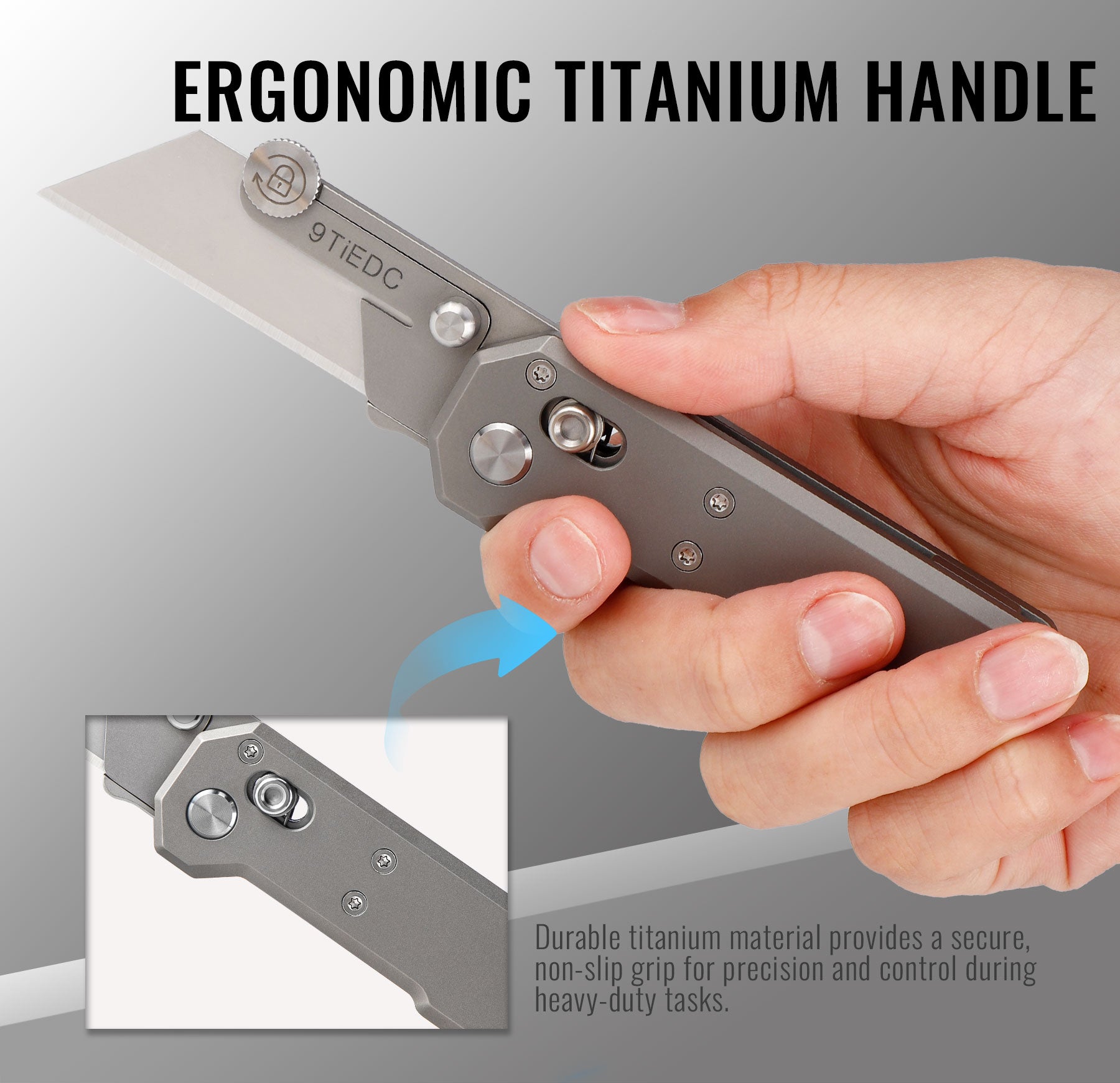 Folding Utility Knife,Titanium Handle Heavy Duty Safety box cutter