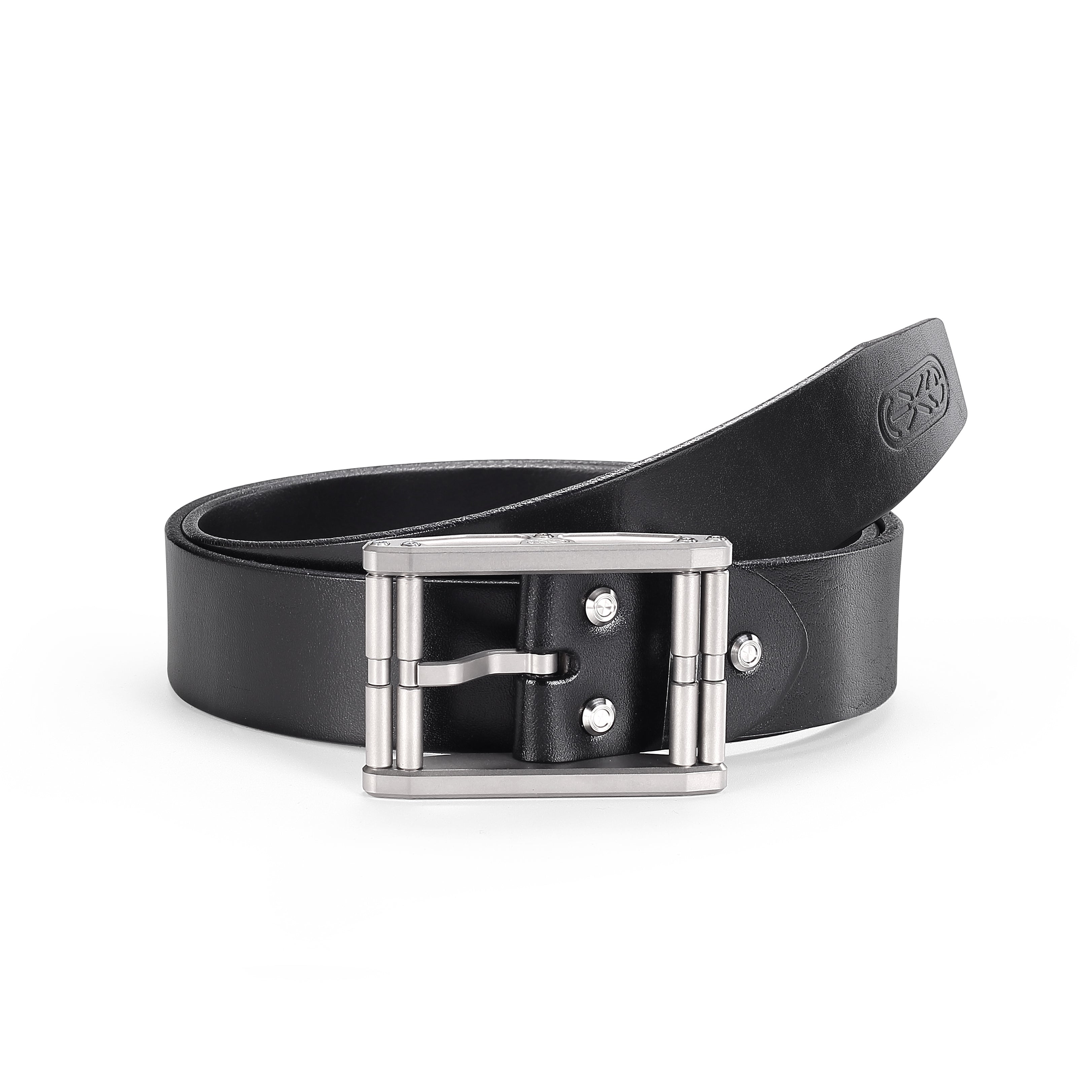 TACRAY Full Grain Leather Belt for man，Nickel Free Titanium Buckle Belt for Man，Prevent Allergy and Ultra-durable